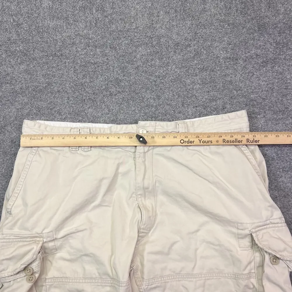 VTG Polo Ralph Lauren Cargo Shorts Mens 44B Beige Cotton Canvas 9 Inch Inseam